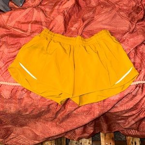 mustard yellow tall lulu shorts